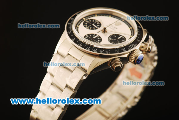 Rolex Daytona Vintage Edition Chronograph Swiss Valjoux 7750 Manual Winding Steel Case/Strap with White Dial - Click Image to Close